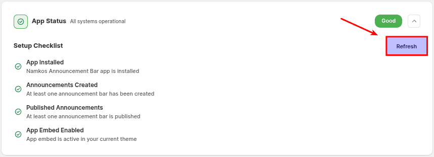 App Status - Step 1