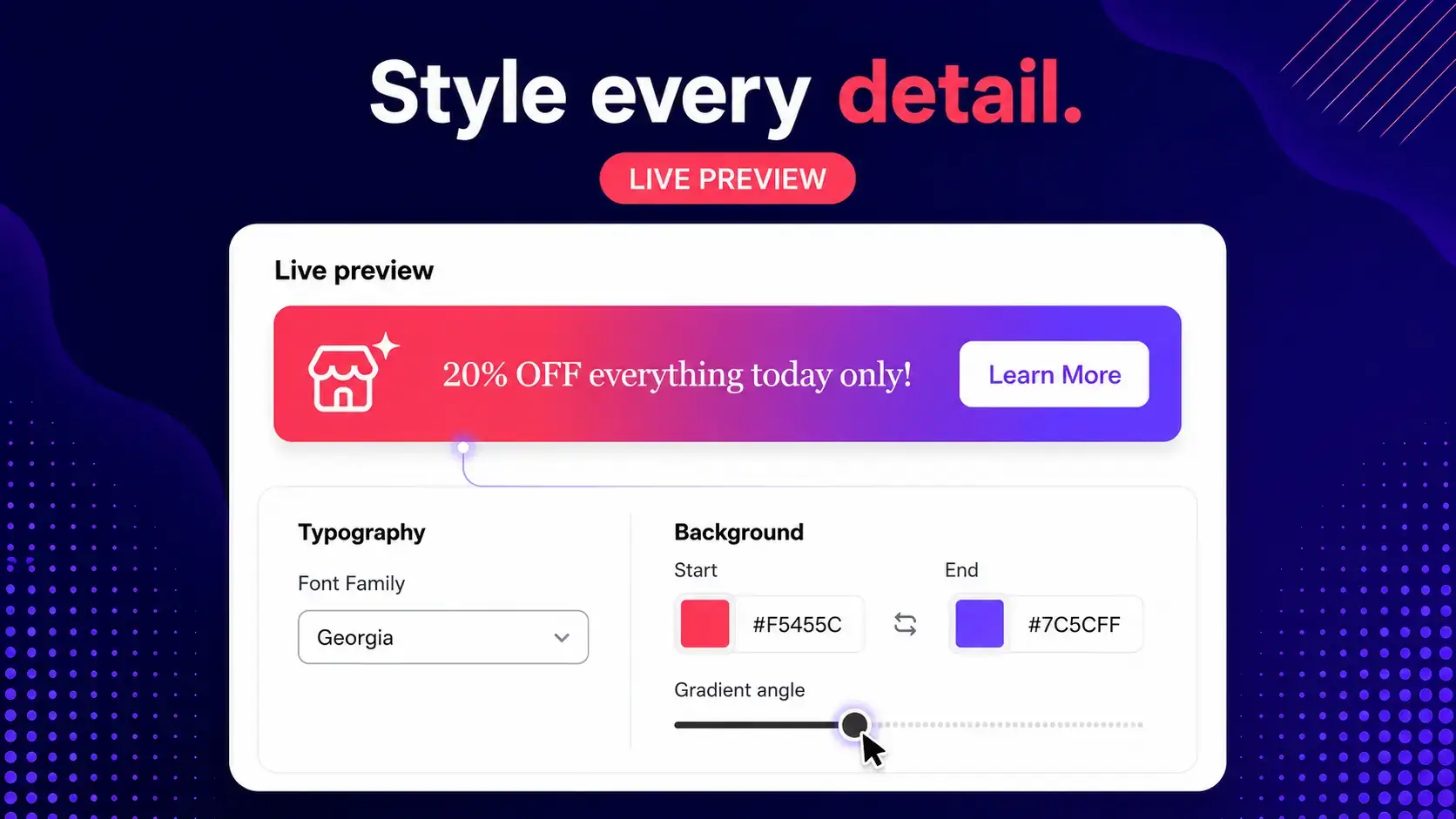 Namkos Announcement Bar customizable styling